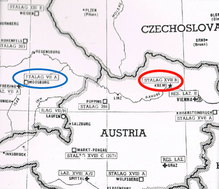 Map of Stalag Camps across Germany and Austria