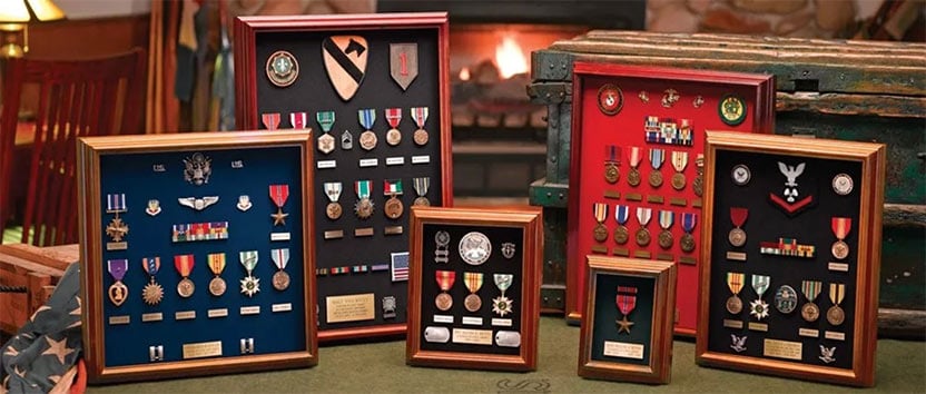 Shadowbox Displays of US Military Medals and Ribbons