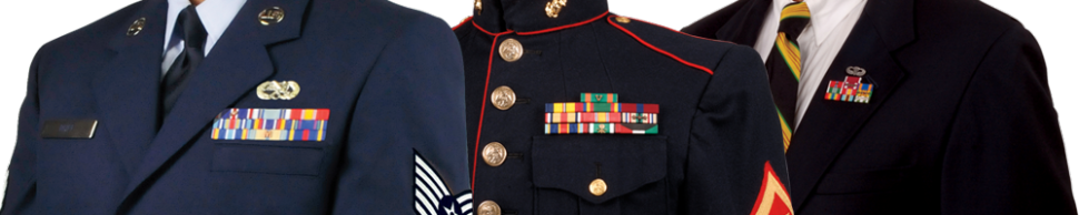 US Military Uniforms With Ribbons and Medals