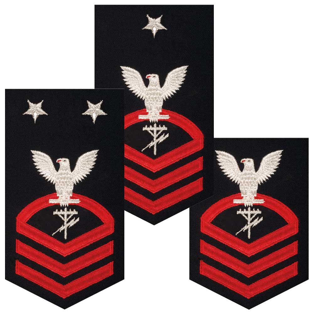 USN NAVY PO-3 Petty Officer 3rd Class E-4 sew on 1.5" rate rank patch set 