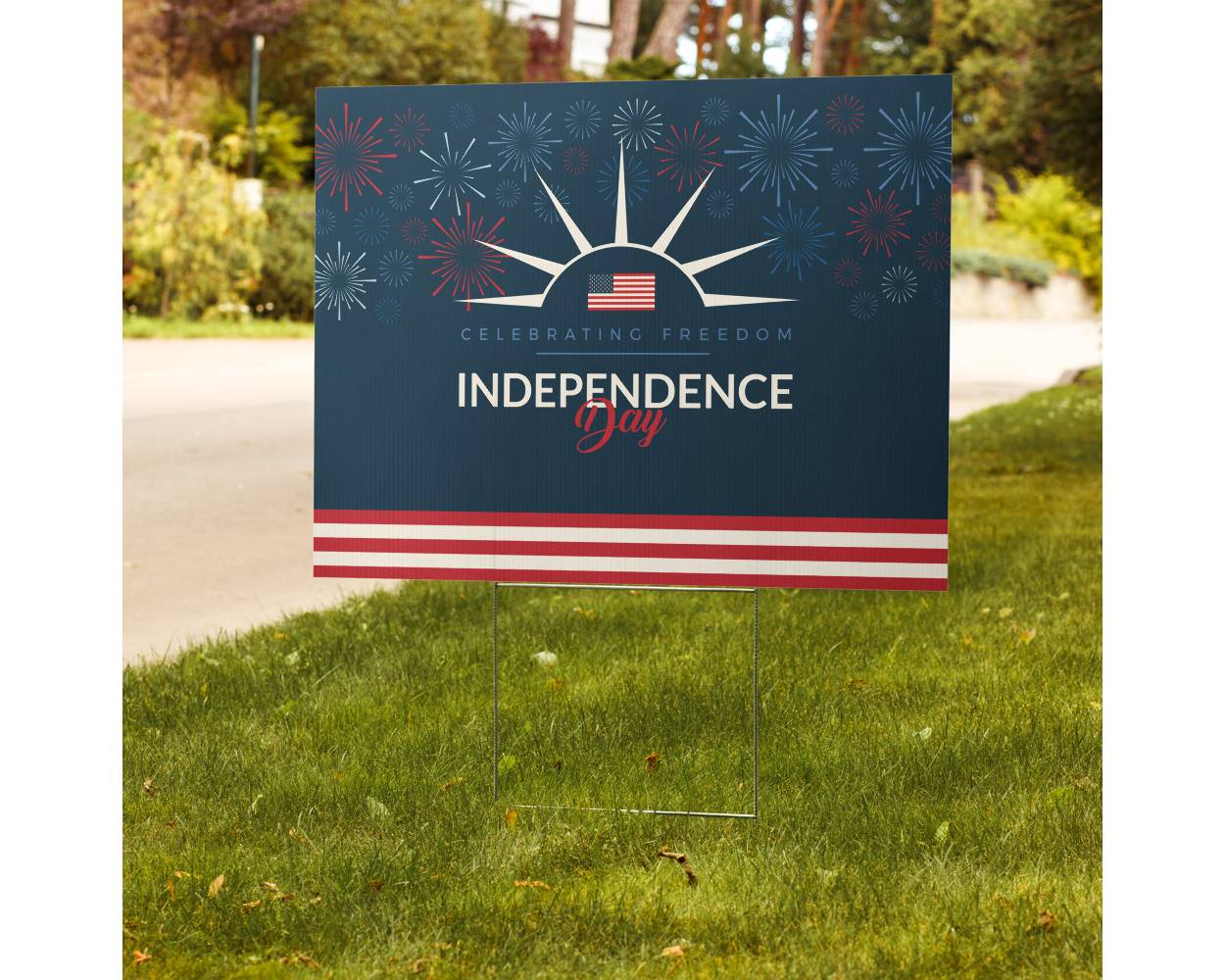 Celebrating Freedom Independence Day Yard Sign