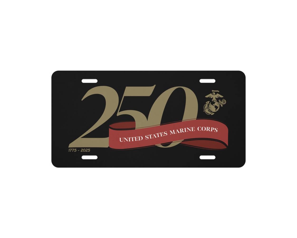 Marine Corps 250th Anniversary Gold on Black License Plate