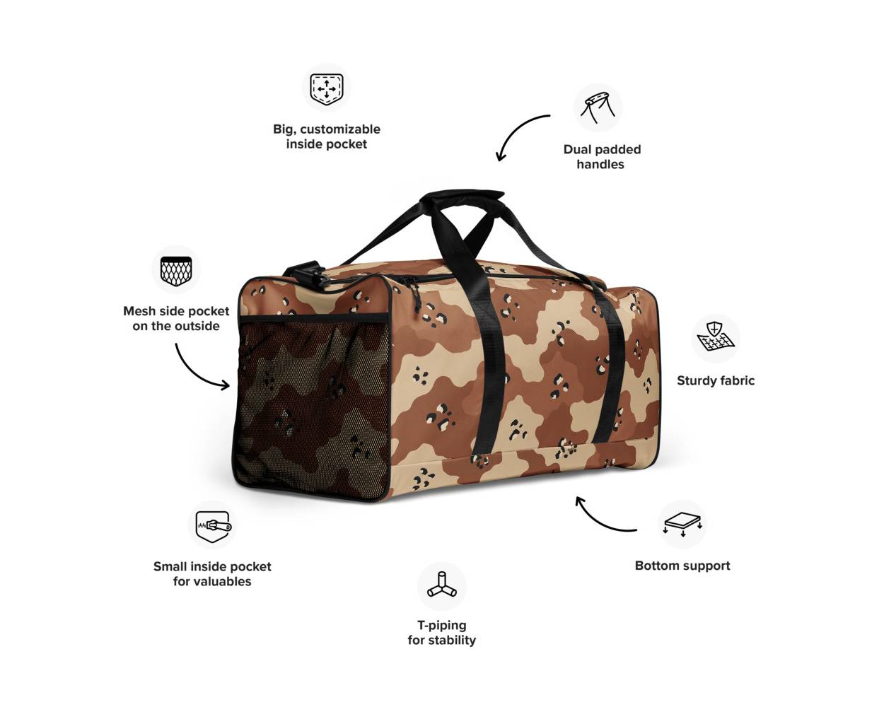 Desert Storm Chocolate Chip Camo Duffle Bag | Medals of America