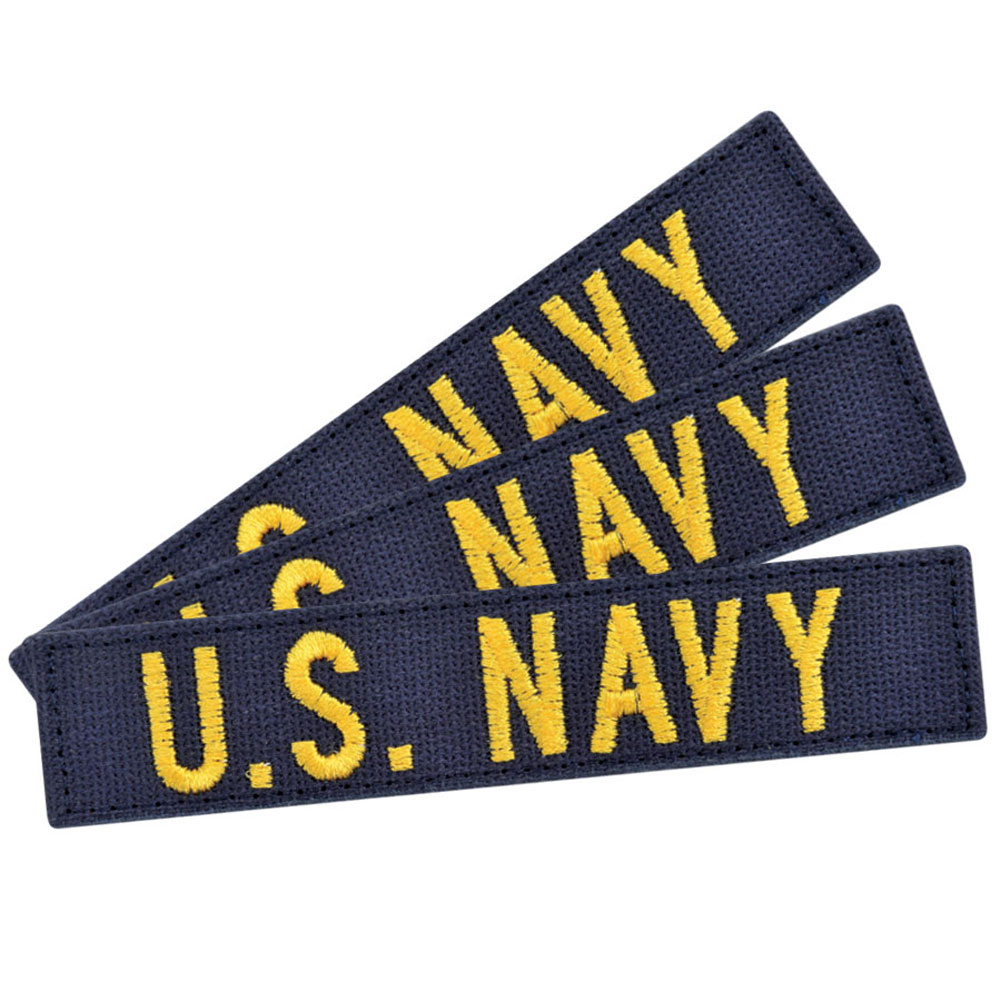 U.S. Navy Blue & Yellow Hook and Loop Name Tapes 3 Pack