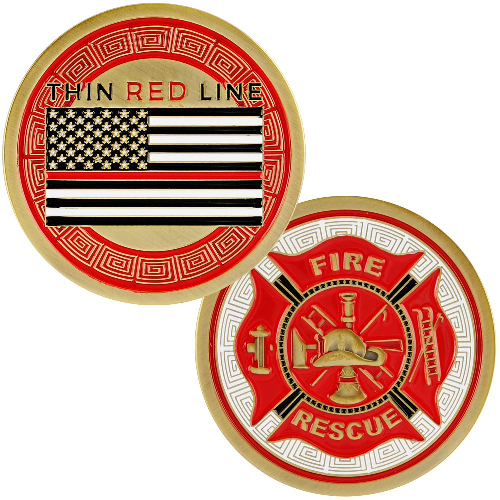 Firefighter Thin red line Gold-Plated fire Rescue City Rescue Collection Gift Souvenir Souvenir Challenge Coin